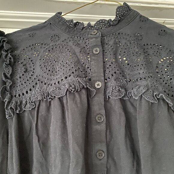 BODEN Broderie Frill Cotton Shirt Black ASO Kate Middleton - Picture 11 of 16